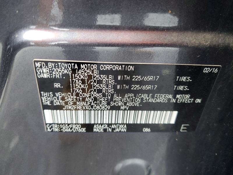 56453386 :رقم المزاد ، JTMZFREVXGJ080829 vin ، 2016 Toyota Rav4 مزاد بيع