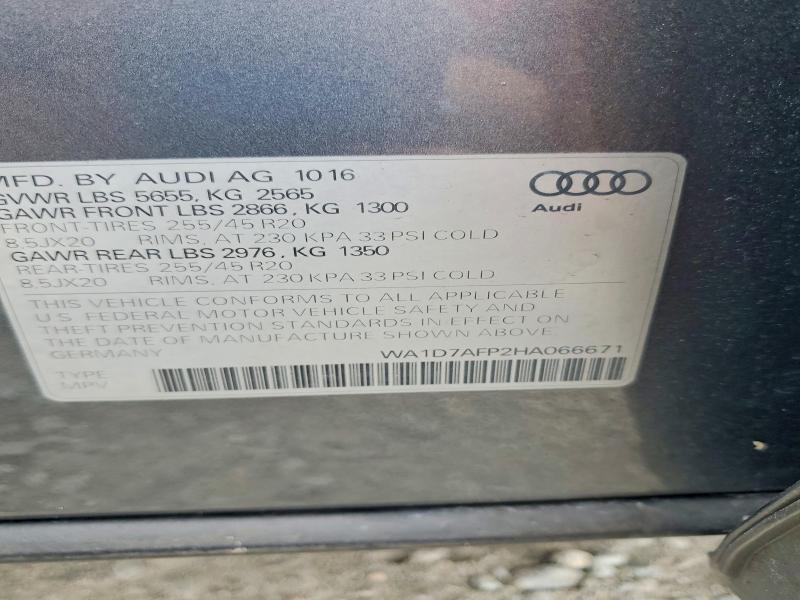 Auction sale of the 2017 Audi Q5, vin: WA1D7AFP2HA066671, lot number: 54397756