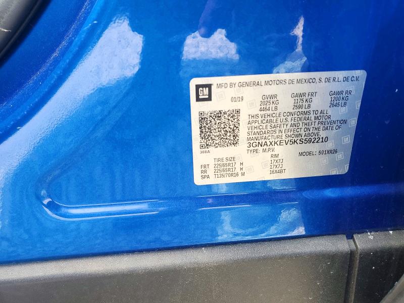 55820266 :رقم المزاد ، 3GNAXKEV5KS592210 vin ، 2019 Chevrolet Equinox مزاد بيع