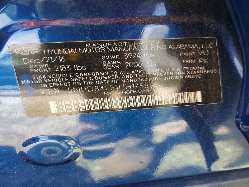 Продаж на аукціоні авто 2017 Hyundai Elantra, vin: 5NPD84LF1HH175552, номер лоту: 58730286