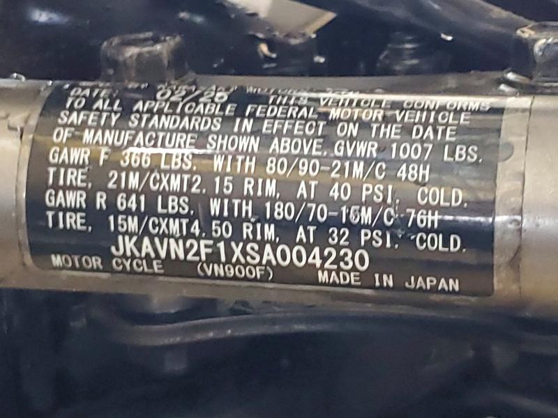 57836196 :رقم المزاد ، JKAVN2F1XSA004230 vin ، 2025 Kawasaki Vn900 مزاد بيع