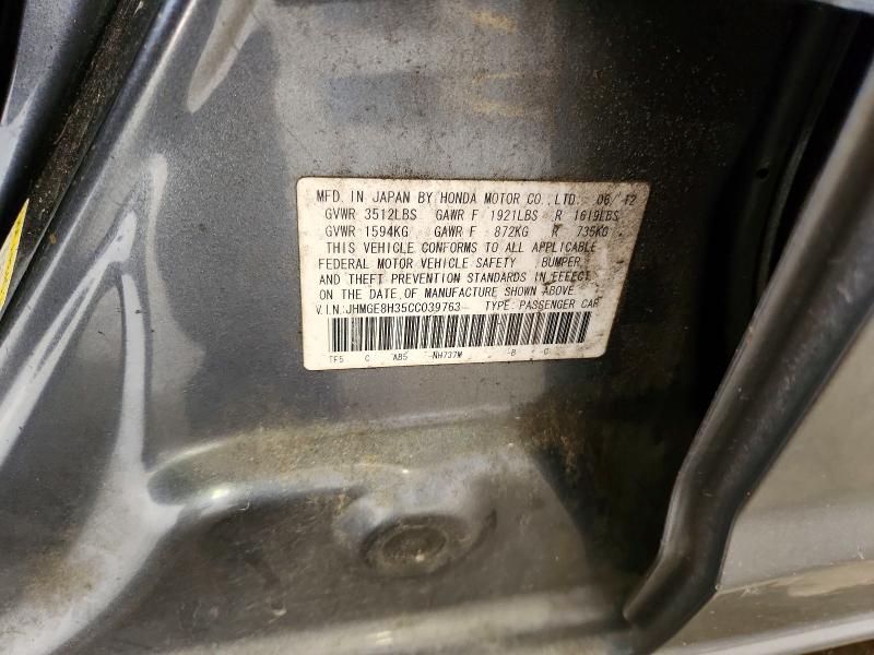 Aukcja sprzedaży 2012 Honda Fit, vin: JHMGE8H35CC039763, numer aukcji: 59198416