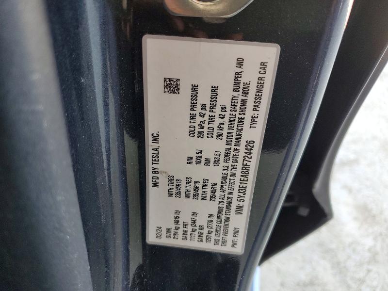 Продаж на аукціоні авто 2024 Tesla Model 3, vin: 5YJ3E1EA8RF724426, номер лоту: 57260736