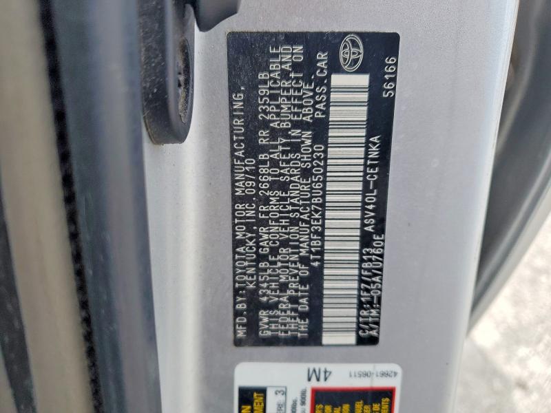 Продажа на аукционе авто 2011 Toyota Camry, vin: 4T1BF3EK7BU650230, номер лота: 58020036