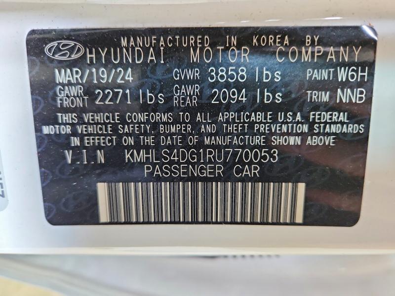 2024 Hyundai Elantra მანქანა იყიდება აუქციონზე, vin: KMHLS4DG1RU770053, აუქციონის ნომერი: 56885996