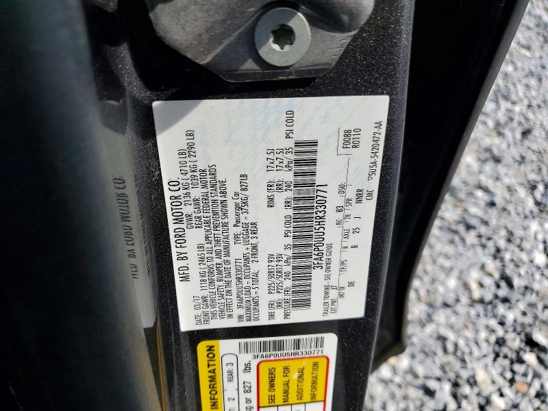 2017 Ford Fusion მანქანა იყიდება აუქციონზე, vin: 3FA6P0UU5HR330771, აუქციონის ნომერი: 56596896