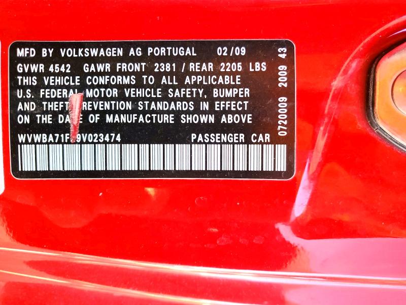 Aukcja sprzedaży 2009 Volkswagen Eos, vin: WVWBA71F29V023474, numer aukcji: 58409296