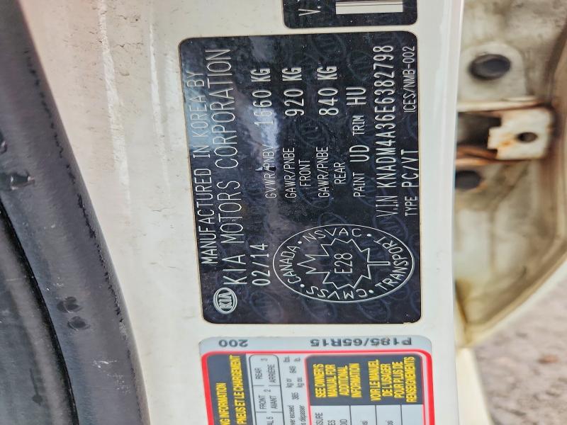 56780146 :رقم المزاد ، KNADM4A36E6382798 vin ، 2014 Kia Rio مزاد بيع