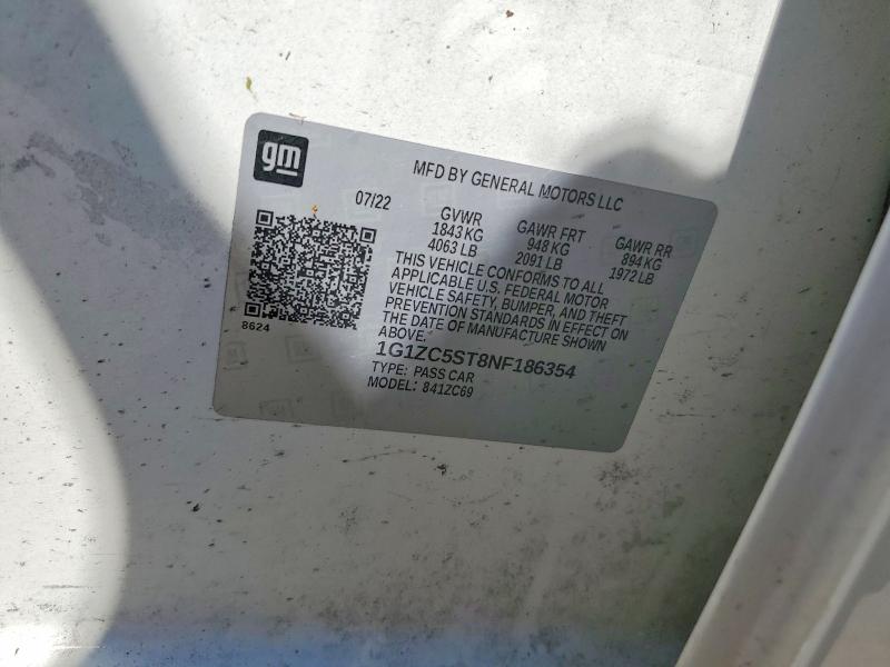 Aukcja sprzedaży 2022 Chevrolet Malibu, vin: 1G1ZC5ST8NF186354, numer aukcji: 55533216