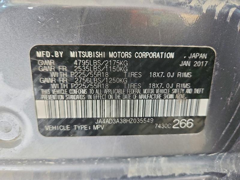 Продажа на аукционе авто 2017 Mitsubishi Outlander, vin: JA4AD3A38HZ035549, номер лота: 56880556