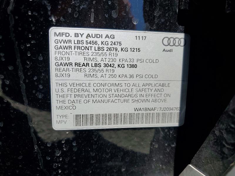 Aukcja sprzedaży 2018 Audi Q5, vin: WA1BNAFY7J2094763, numer aukcji: 57955046