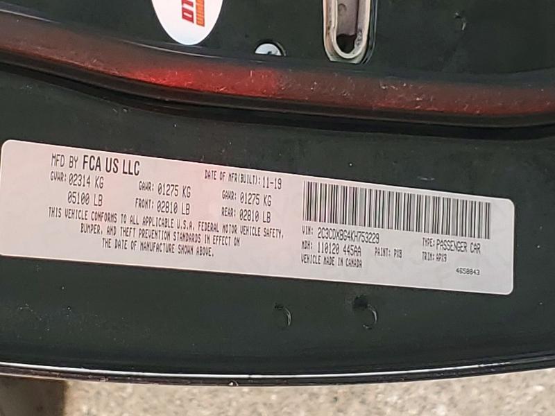 Продаж на аукціоні авто 2019 Dodge Charger, vin: 2C3CDXBG4KH753229, номер лоту: 58963086