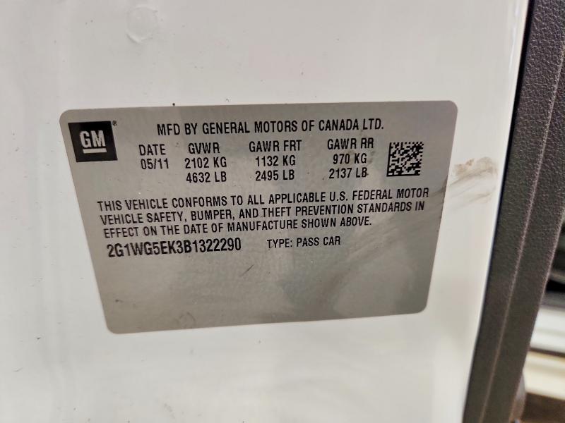 Auction sale of the 2011 Chevrolet Impala, vin: 2G1WG5EK3B1322290, lot number: 56659266