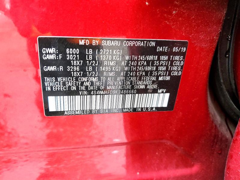 Продажа на аукционе авто 2019 Subaru Ascent, vin: 4S4WMAFD9K3486660, номер лота: 56075596