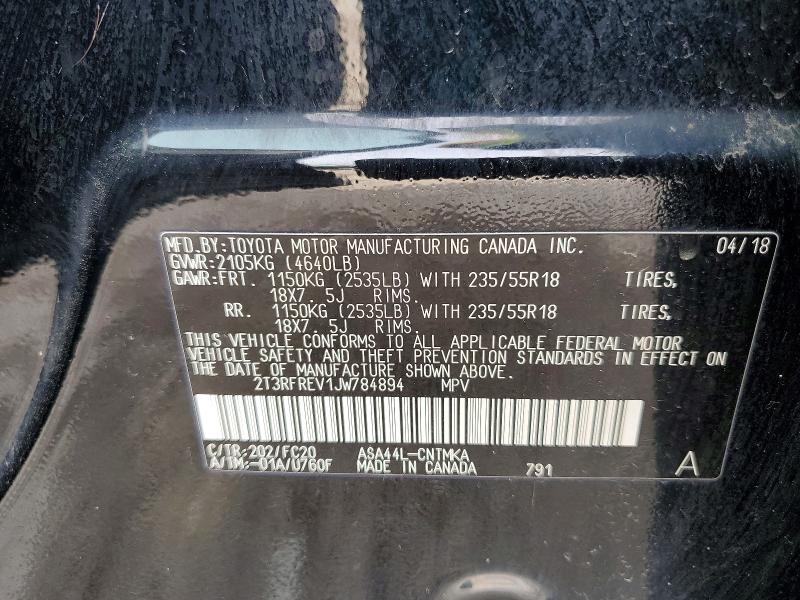 57688866 :رقم المزاد ، 2T3RFREV1JW784894 vin ، 2018 Toyota Rav4 مزاد بيع
