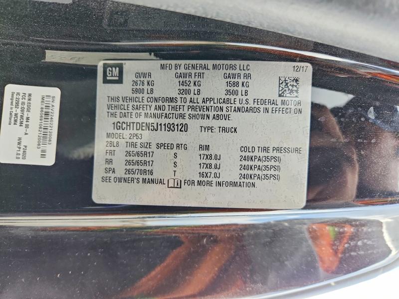 Aukcja sprzedaży 2018 Chevrolet Colorado, vin: 1GCHTDEN5J1193120, numer aukcji: 58630196