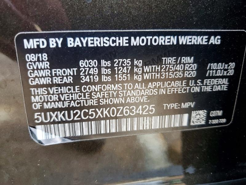 Aukcja sprzedaży 2019 Bmw X6, vin: 5UXKU2C5XK0Z63425, numer aukcji: 57118716
