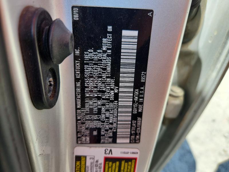 Aukcja sprzedaży 2010 Toyota Venza, vin: 4T3BK3BB1AU043584, numer aukcji: 55743516