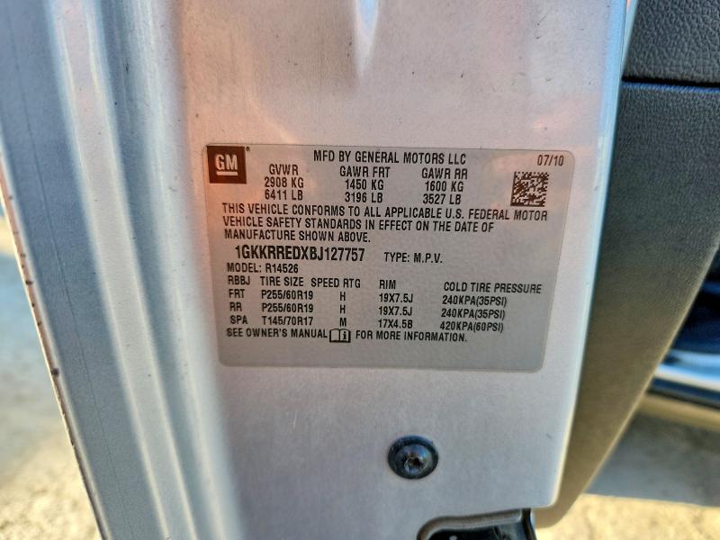 Aukcja sprzedaży 2011 Gmc Acadia, vin: 1GKKRREDXBJ127757, numer aukcji: 57084246