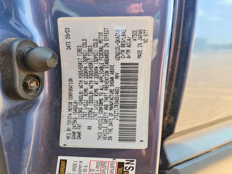 2004 Toyota 4runner მანქანა იყიდება აუქციონზე, vin: JTEZT17R340014601, აუქციონის ნომერი: 59124766