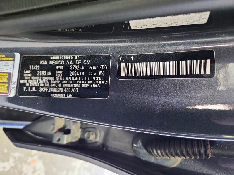 Продажа на аукционе авто 2022 Kia Forte, vin: 3KPF24AD2NE431760, номер лота: 55568186