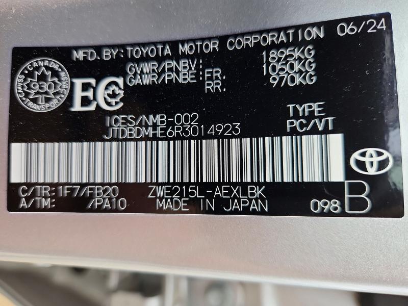 Продаж на аукціоні авто 2024 Toyota Corolla Hybrid, vin: JTDBDMHE6R3014923, номер лоту: 57566496