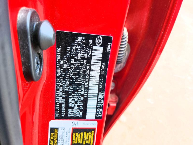 56798886 :رقم المزاد ، 4T4BF1FKXER436281 vin ، 2014 Toyota Camry مزاد بيع