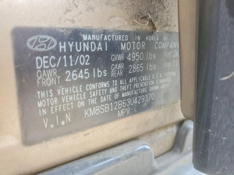 Продажа на аукционе авто 2003 Hyundai Santa Fe, vin: KM8SB12B63U429370, номер лота: 57128486