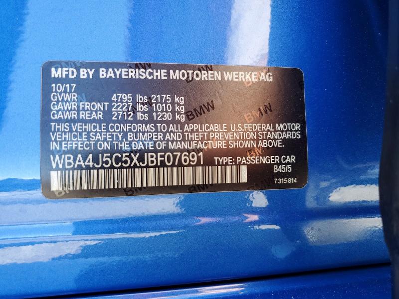 57254616 :رقم المزاد ، WBA4J5C5XJBF07691 vin ، 2018 Bmw 440i مزاد بيع