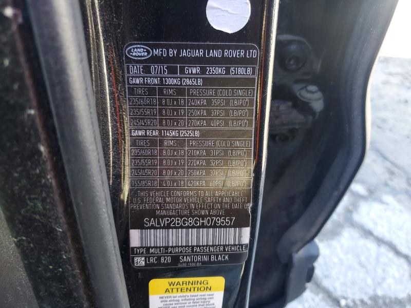 Продажа на аукционе авто 2016 Land Rover Range Rover Evoque, vin: SALVP2BG8GH079557, номер лота: 56682076