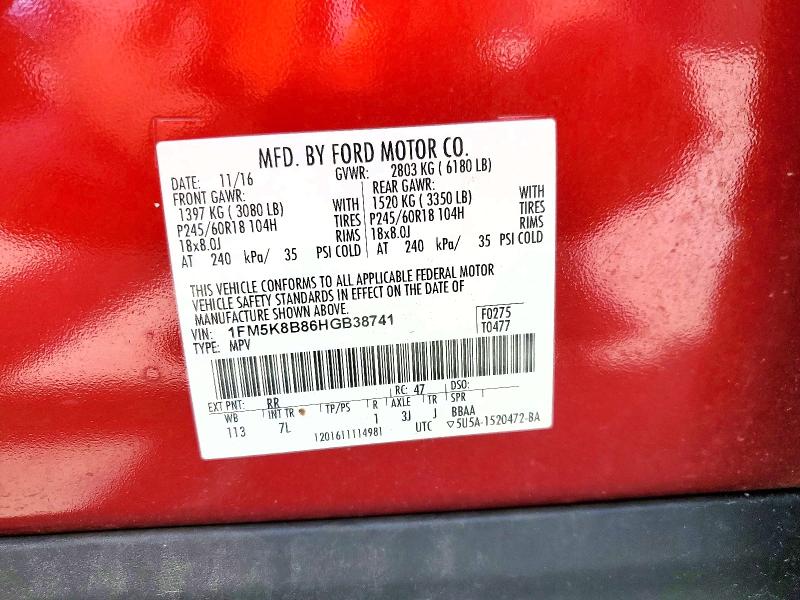 Aukcja sprzedaży 2017 Ford Explorer, vin: 1FM5K8B86HGB38741, numer aukcji: 57050566
