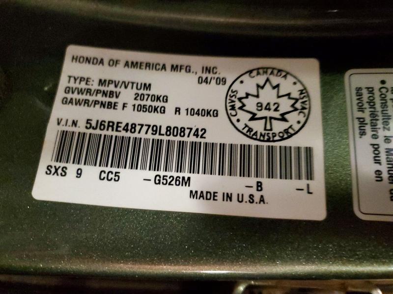 58911806 :رقم المزاد ، 5J6RE48779L808742 vin ، 2009 Honda Cr-v مزاد بيع
