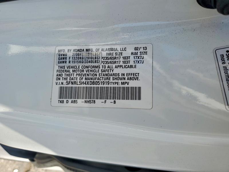Aukcja sprzedaży 2013 Honda Odyssey, vin: 5FNRL5H4XDB051919, numer aukcji: 55337516