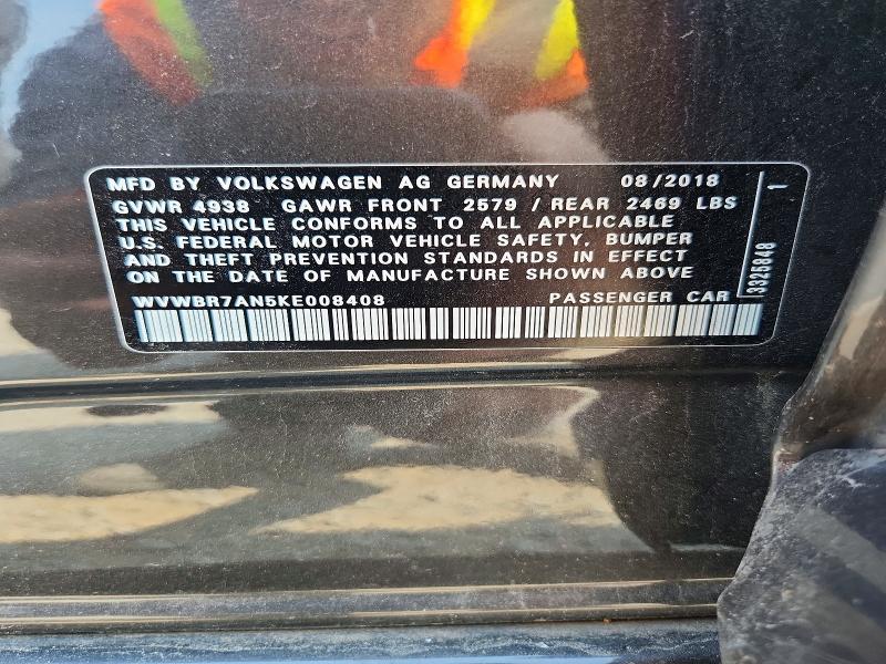 58396516 :رقم المزاد ، WVWBR7AN5KE008408 vin ، 2019 Volkswagen Arteon مزاد بيع
