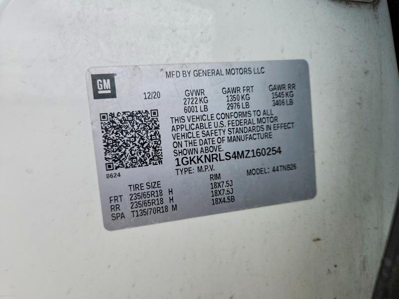 Aukcja sprzedaży 2021 Gmc Acadia, vin: 1GKKNRLS4MZ160254, numer aukcji: 57231696