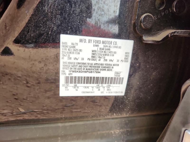 57131296 :رقم المزاد ، 1FMSK8DH9PGB17994 vin ، 2023 Ford Explorer مزاد بيع
