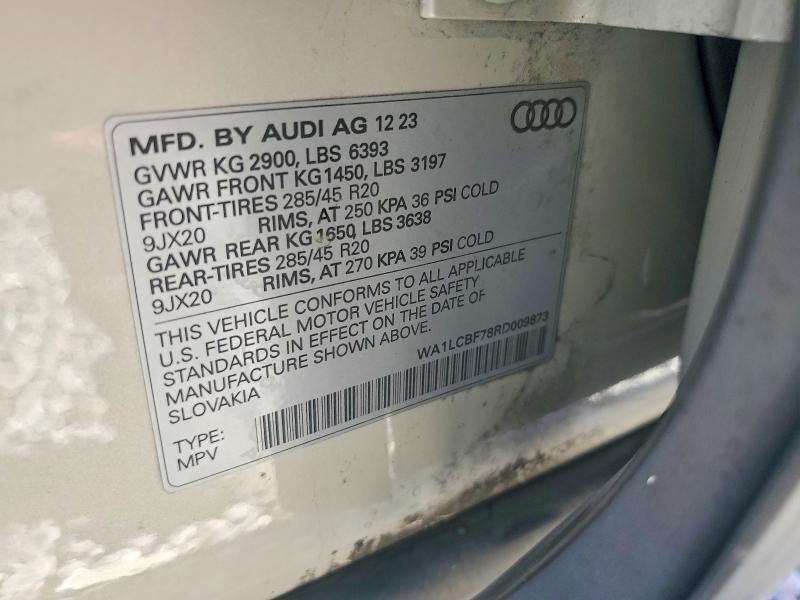 2024 Audi Q7 მანქანა იყიდება აუქციონზე, vin: WA1LCBF78RD009873, აუქციონის ნომერი: 55797906