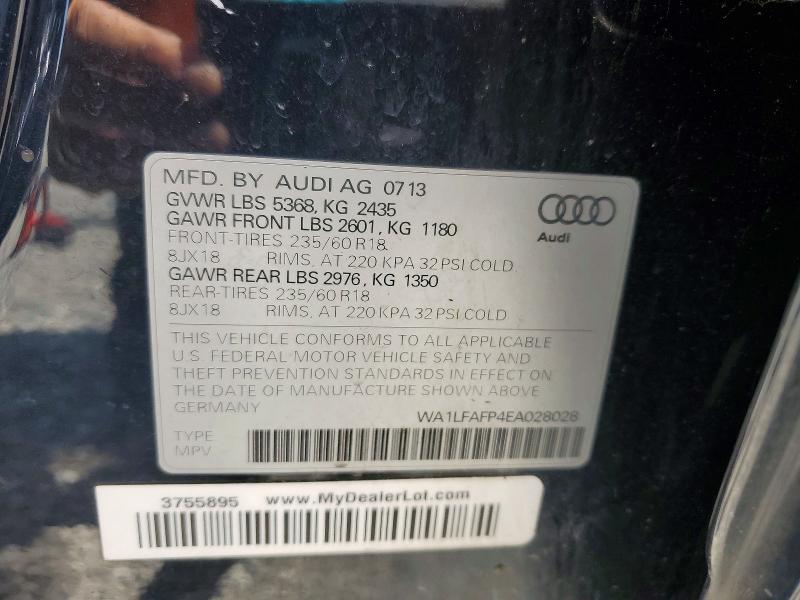 2014 Audi Q5 მანქანა იყიდება აუქციონზე, vin: WA1LFAFP4EA028028, აუქციონის ნომერი: 54560196