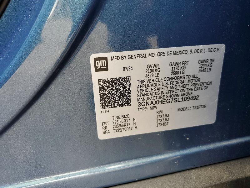 Aukcja sprzedaży 2025 Chevrolet Equinox, vin: 3GNAXHEG7SL109492, numer aukcji: 56856236