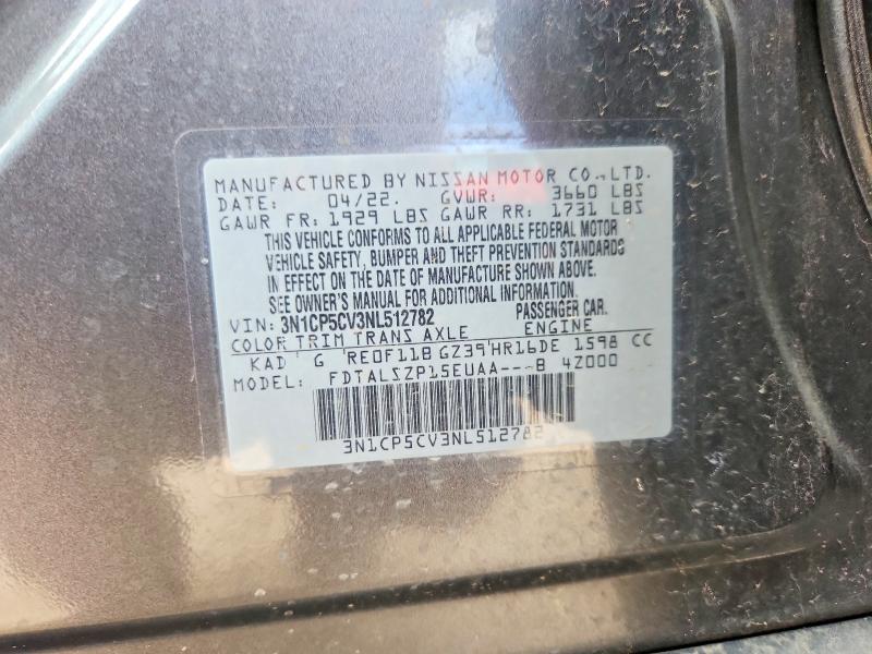 Продажа на аукционе авто 2022 Nissan Kicks, vin: 3N1CP5CV3NL512782, номер лота: 57659586