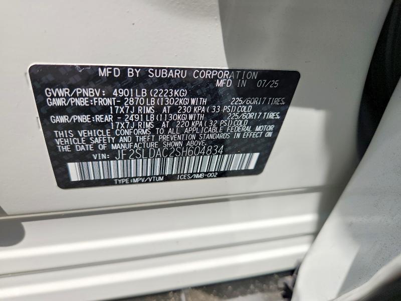 56164166 :رقم المزاد ، JF2SLDAC2SH604834 vin ، 2025 Subaru Forester مزاد بيع