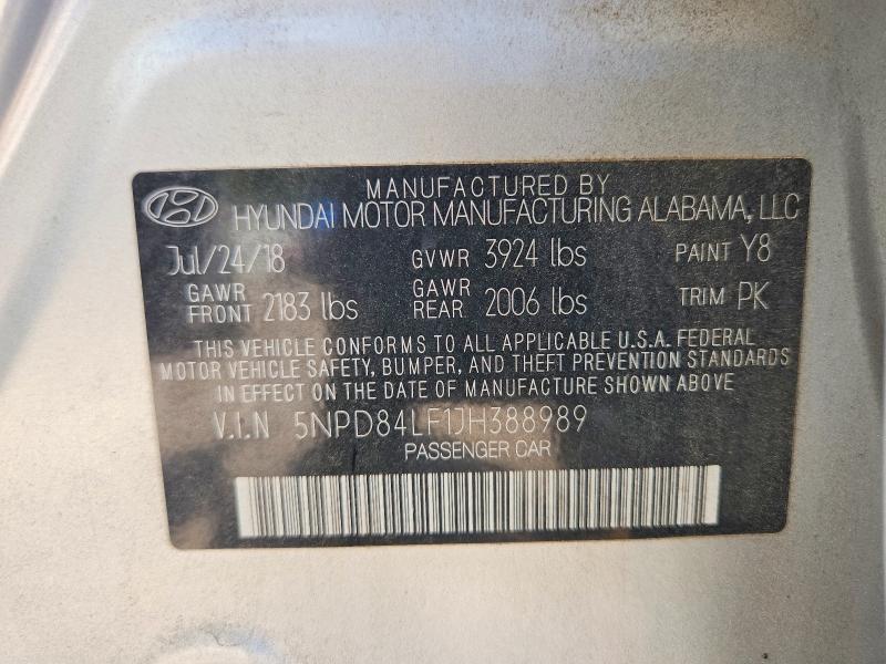 Aukcja sprzedaży 2018 Hyundai Elantra, vin: 5NPD84LF1JH388989, numer aukcji: 58013996