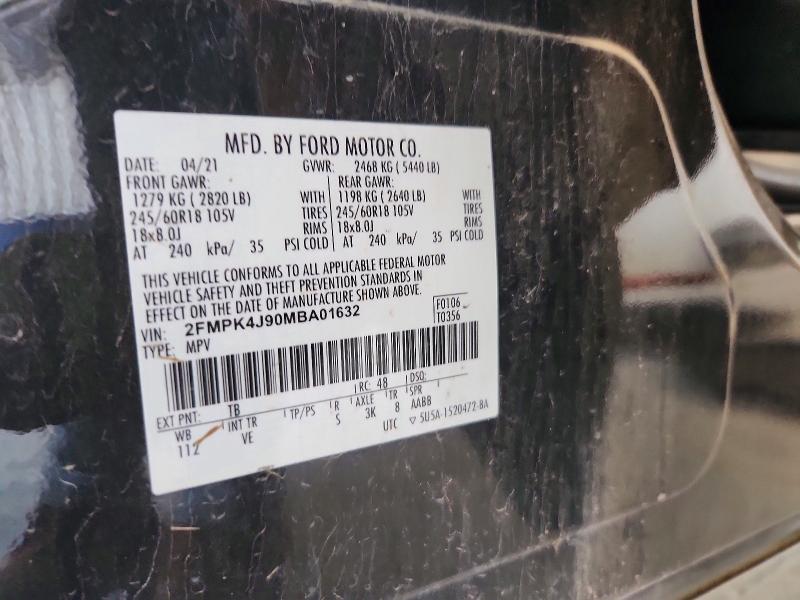 2021 Ford Edge მანქანა იყიდება აუქციონზე, vin: 2FMPK4J90MBA01632, აუქციონის ნომერი: 56060496