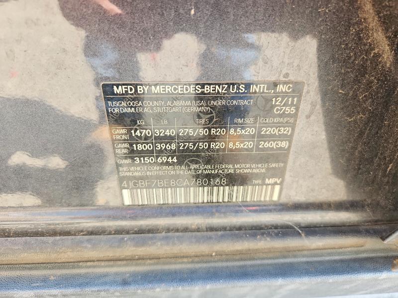 Aukcja sprzedaży 2012 Mercedes-benz Gl, vin: 4JGBF7BE8CA780168, numer aukcji: 54912636
