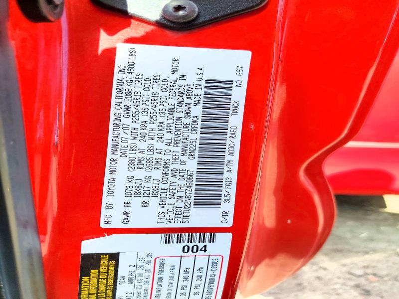 Продаж на аукціоні авто 2007 Toyota Tacoma, vin: 5TETU22N87Z460667, номер лоту: 55695116