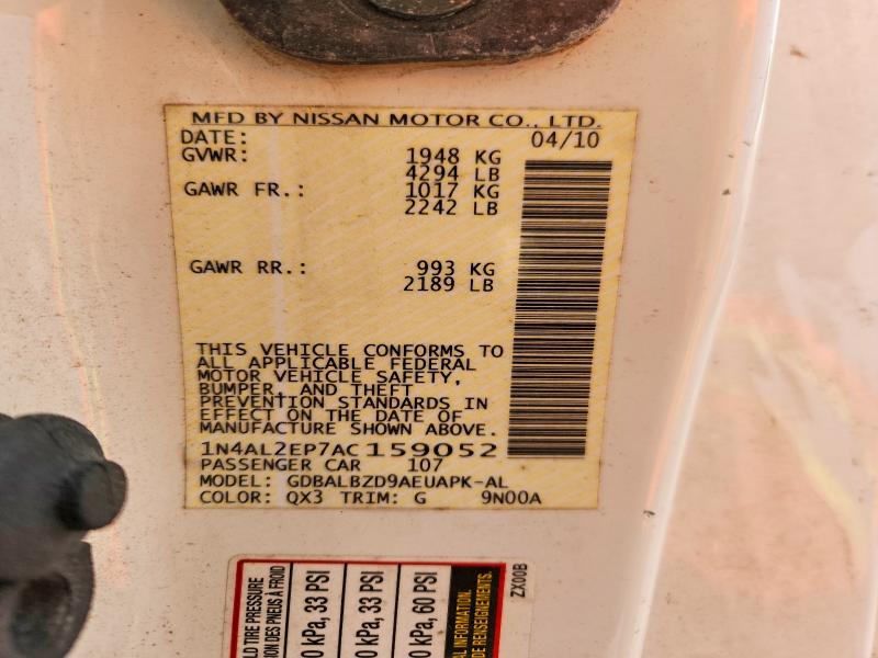 Продажа на аукционе авто 2010 Nissan Altima, vin: 1N4AL2EP7AC159052, номер лота: 56359166