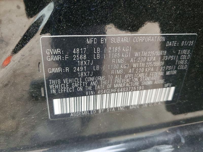 Aukcja sprzedaży 2025 Subaru Crosstrek, vin: 4S4GUHF64S3725191, numer aukcji: 56587536