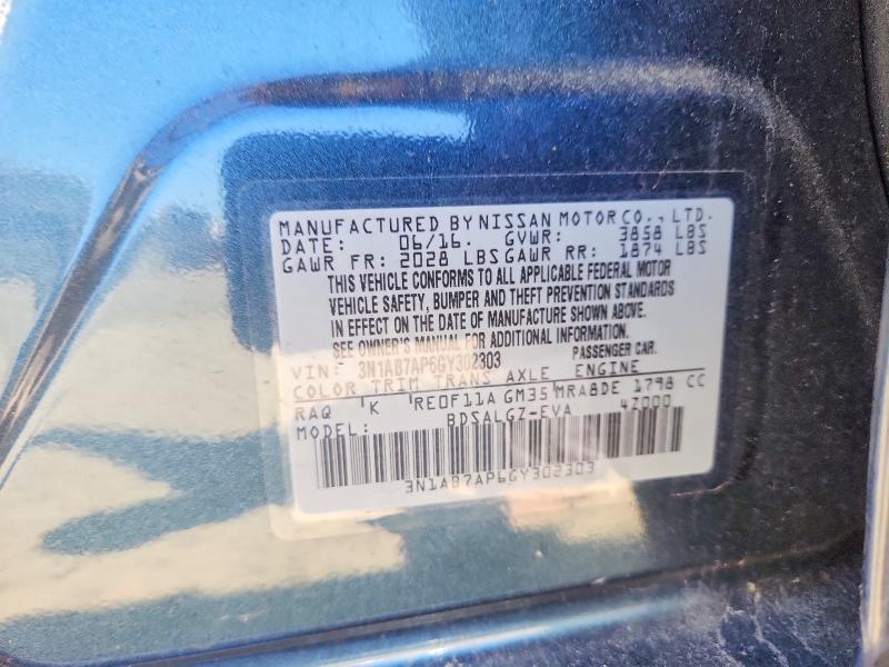 Aukcja sprzedaży 2016 Nissan Sentra, vin: 3N1AB7AP6GY302303, numer aukcji: 55948566