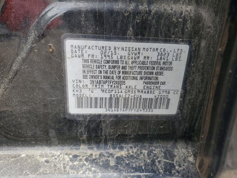 Aukcja sprzedaży 2015 Nissan Sentra, vin: 3N1AB7AP7FY249335, numer aukcji: 57265266