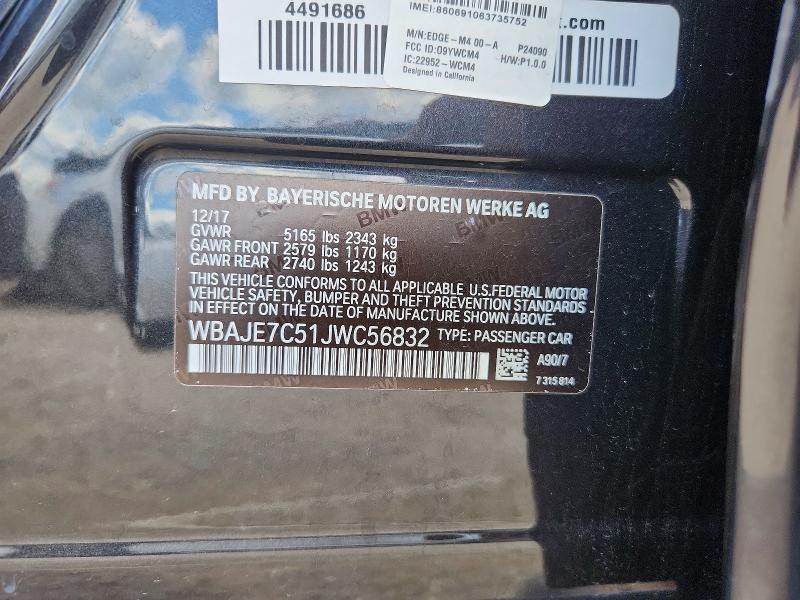 Продаж на аукціоні авто 2018 Bmw 540, vin: WBAJE7C51JWC56832, номер лоту: 58718536